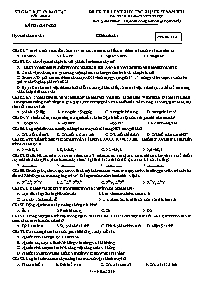 Đề thi thử Tốt nghiệp THPT môn Sinh học - Mã đề 219 - Năm học 2020-2021 - Sở giáo dục và đào tạo Bắc Ninh (Có đáp án)